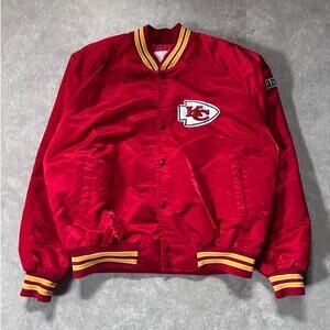 90s Vintage Kansas City Chiefs Red Satin Jacket -XL